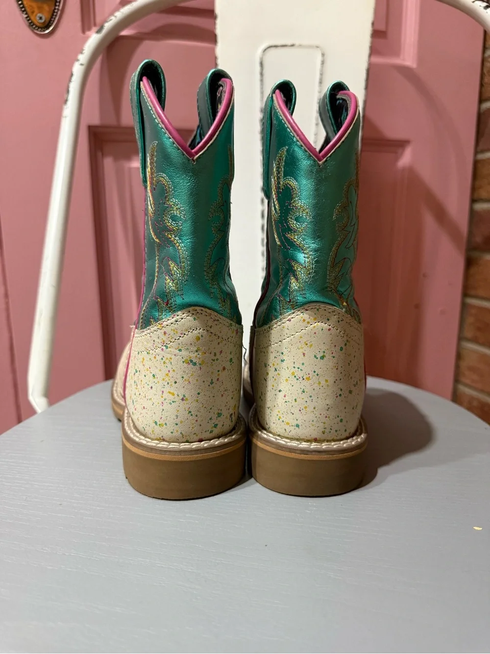 Dan Post Splatt kids leather cowboy boots EUC size 12 D